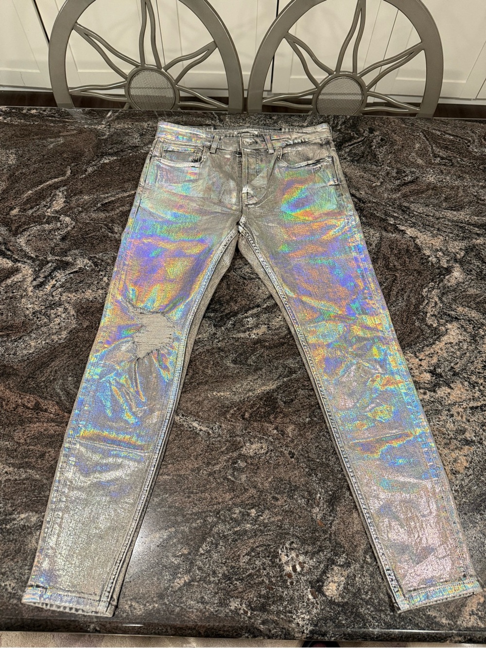 Zara Holographic Silver Men’s Skinny Jeans